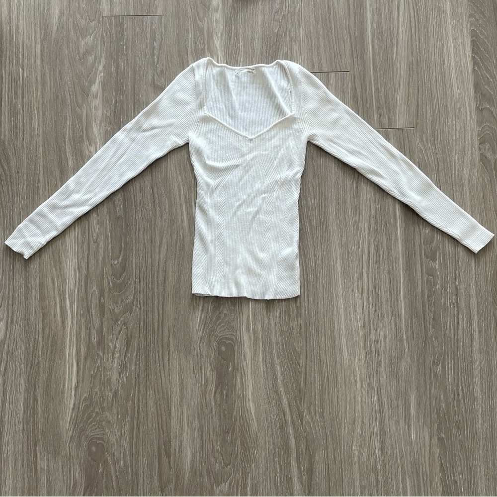 Anthropologie Cream Long Sleeve Top